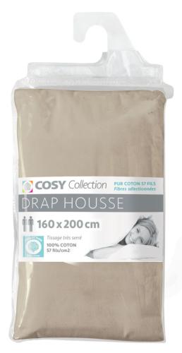 Drap housse 160x200<BR>100% coton<BR>Ficelle