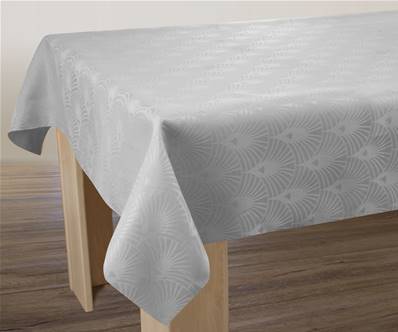 Nappe Damassée <BR>Entretien Facile <BR>Gris perle