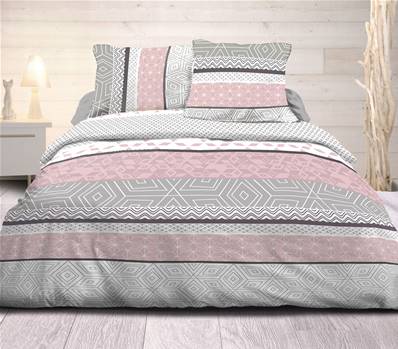 Housse de couette 240x260 + 2 taies <BR>Pur coton 57 fils <BR>Léon poudré