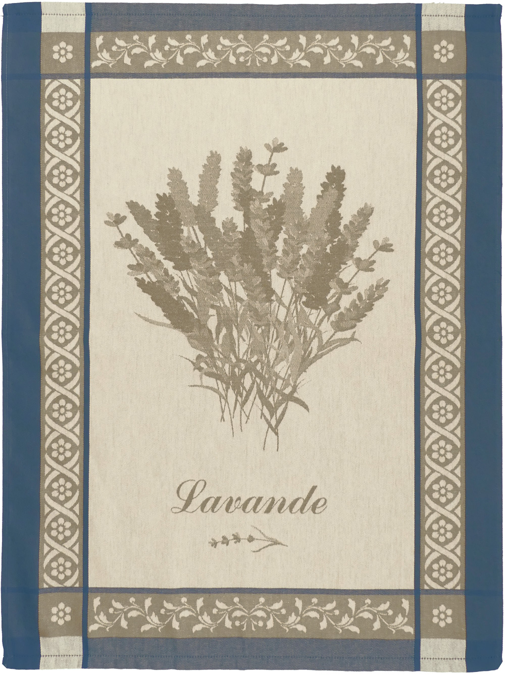 Torchon Jacquard tissé teint 50x70 cm <BR>100% coton qualité supérieure<BR>LAVANDE bleu