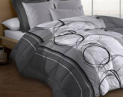 Couette double-face microfibre 220x240 - 550 grs/m2 - Roue libre gris
