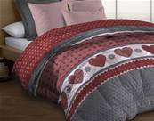 Couette double-face microfibre 220x240 - 550 grs/m2 - Cœurs rouge
