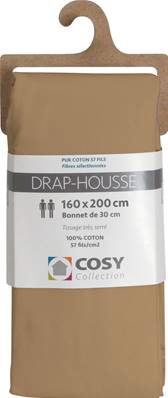 Drap housse 160x200<BR>100% coton<BR>Ocre