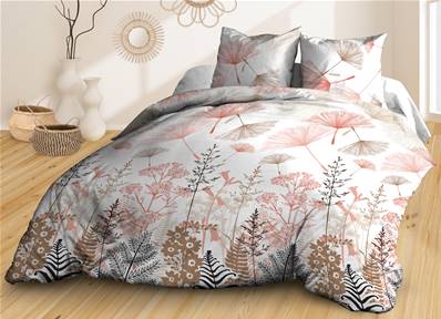 Housse de couette 220x240 + 2 taies <BR>Pur coton 57 fils <BR>Etamine