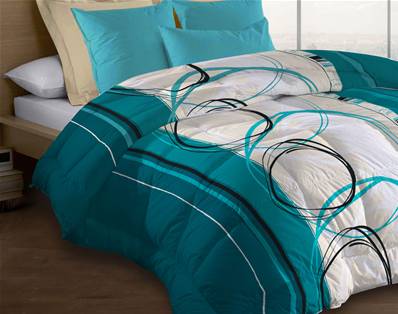 Couette double-face microfibre 220x240 - 550 grs/m2 - Roue libre turquoise