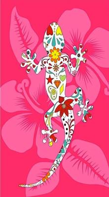 Drap de plage 100x180 cm <BR>Lezard rose