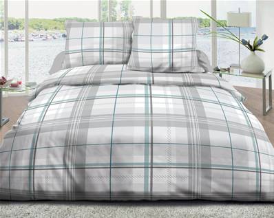 Housse de couette 220x240 + 2 taies <BR>Pur coton 57 fils <BR>Bristol bleu