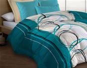 Couette double-face microfibre 220x240 - 550 grs/m2 - Roue libre turquoise