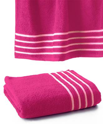 Drap De Bain 100x150 cm<BR>100% Coton - 550 gr/m2<BR>Fuchsia Avec Liserets Blanc