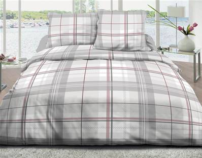 Housse de couette 220x240 + 2 taies <BR>Pur coton 57 fils <BR>Bristol rose