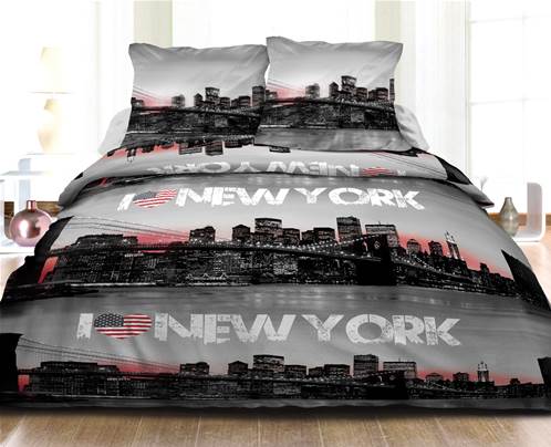 Housse de couette 240X260 + 2 taies<BR>Pur coton 57 fils<BR>NEW YORK