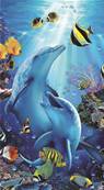 Drap de plage 100x180 cm <BR> Dauphins
