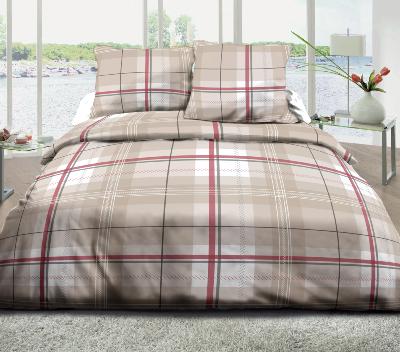 Housse de couette 220x240 + 2 taies <BR>Pur coton 57 fils <BR>Bristol rouge