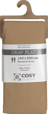 Drap plat 240x300<BR>100% coton<BR>Ocre