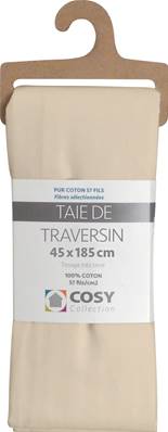 Taie de traversin 45x185<BR>100% coton<BR>Ficelle