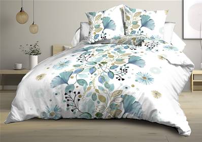Parure Drap plat + drap-housse 140x190 + 2 Taies <BR>Microfibre <BR>Bloom