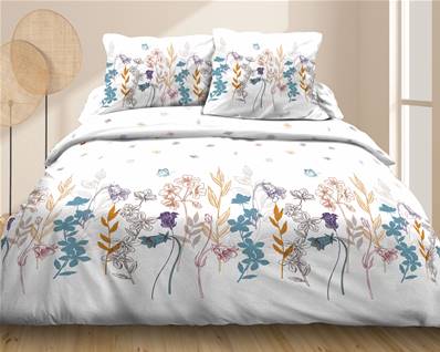 Housse de couette 220x240 + 2 taies <BR>Pur coton 57 fils <BR>Bucoly