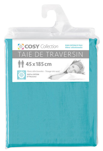 Taie de traversin 45x185<BR>100% coton<BR>Turquoise