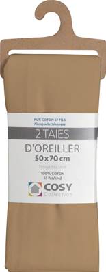 Lot de 2 taies 63x63<BR>100% coton<BR>Ocre