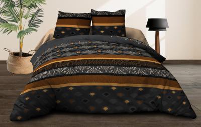 Housse de couette 220x240 + 2 taies <BR>Pur coton 57 fils <BR>Phenix noir