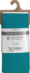 Drap housse 140x190<BR>100% coton<BR>Vert turquoise