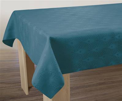 Nappe Damassée <BR>Entretien Facile <BR>Bleu