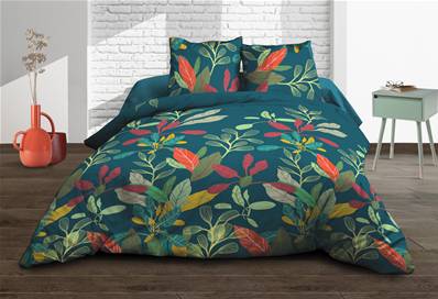Housse de couette 220x240 + 2 taies <BR>Pur coton 57 fils <BR>Acapulco