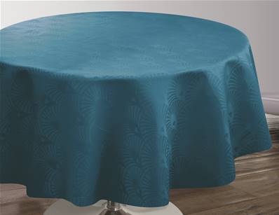 Nappe Damassée <BR>Entretien Facile <BR>Bleu