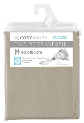 Taie de traversin 45x185<BR>100% coton<BR>Ficelle