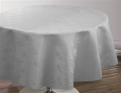 Nappe Damassée <BR>Entretien Facile <BR>Gris perle