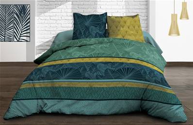 Housse de couette 240x260 + 2 taies <BR>Pur coton 57 fils <BR>Jade